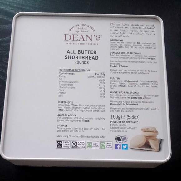 Large Empty Dean’s Cookie Tin, Storage Canister, for: Pantry Food Crafts Toys - Picture 4 of 7